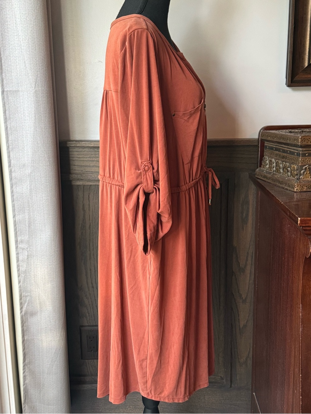 Torrid Rust Zip-Front Drawstring Dress size 2 EUC - Picture 6 of 8